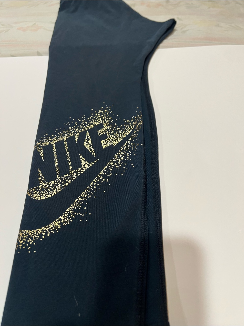 Nike Black Leggings with Gold Logo Detail - Picture 3 of 9